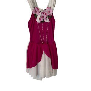 Curtain Call Child Large Style #E7527 Fuschia and White Dance Costume